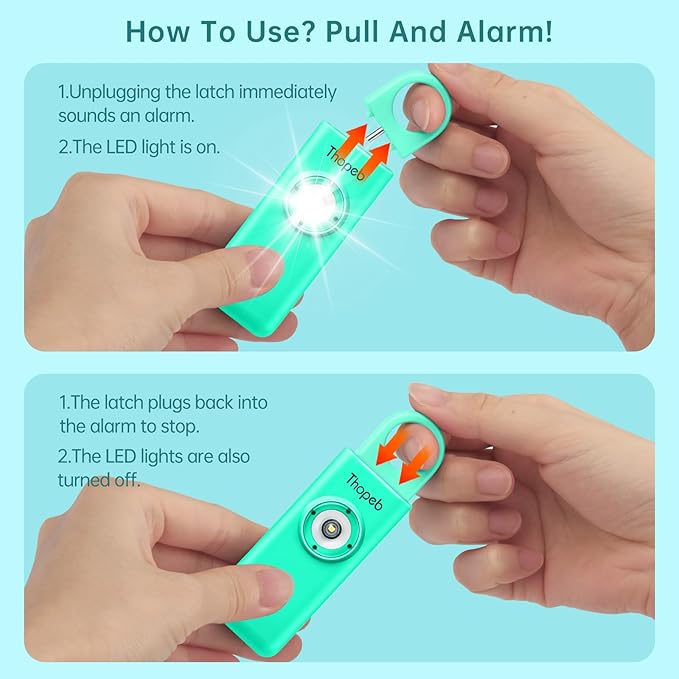 Thopeb?밫he Original Personal Safety Alarm for Women Self Defense ??Elders & Kids Self Defense Keychain Siren ??135dB Loud Siren Bird Sound ??Cute Key Chains Protection (Lake Green)