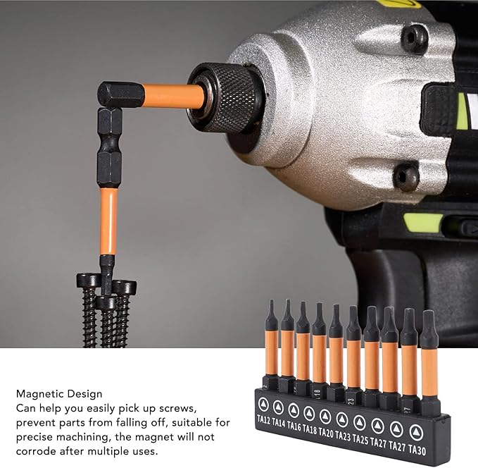 Triangle Screwdriver Set,10 Pcs50mm Length 1/4 Inch Hex Shank S2 Alloy Steel Magnetic Triangular Drill Bit