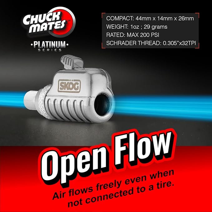 SK횜G Chuck Mates Platinum (2 Pack) Quick-Connect with Patented RatchetSeal Technology for Tire Inflators Open-Type