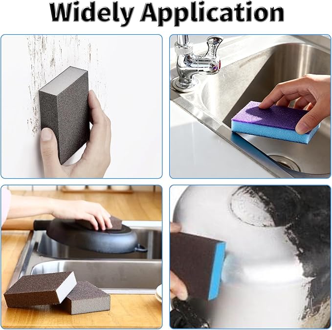 6 Pcs Sanding Sponge 60-80 Grits Coarse Wet Dry Sandpaper Sponges Washable & Reusable Sanding Blocks Four Sided Abrasive Sponge for Wood, Metal, Drywall & Furniture Polishing Gray