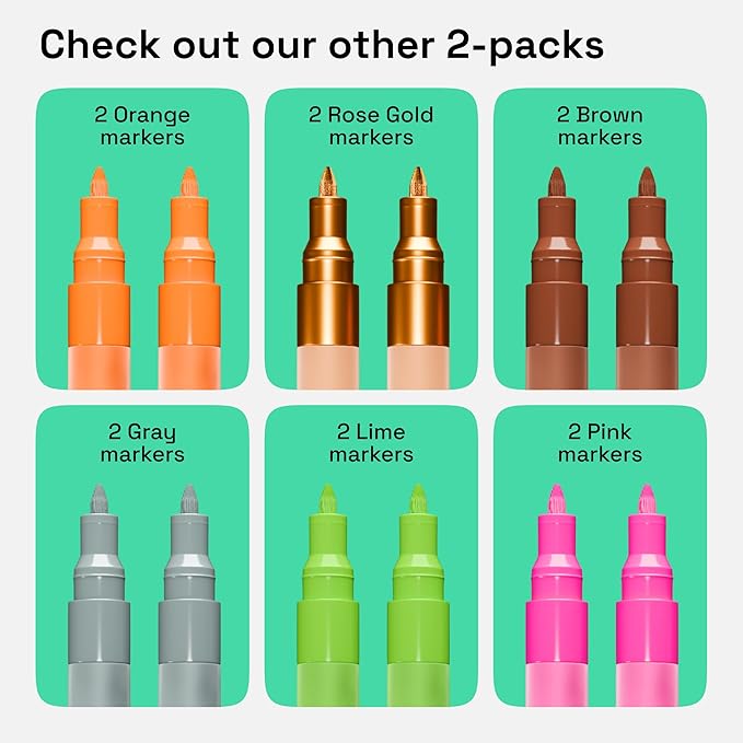 ARTISTRO 2 Light Blue Acrylic Paint Markers - 0.7mm Aqua Extra Fine-Tip Paint Pens - Perfect for Crafting, Art Projects, & More