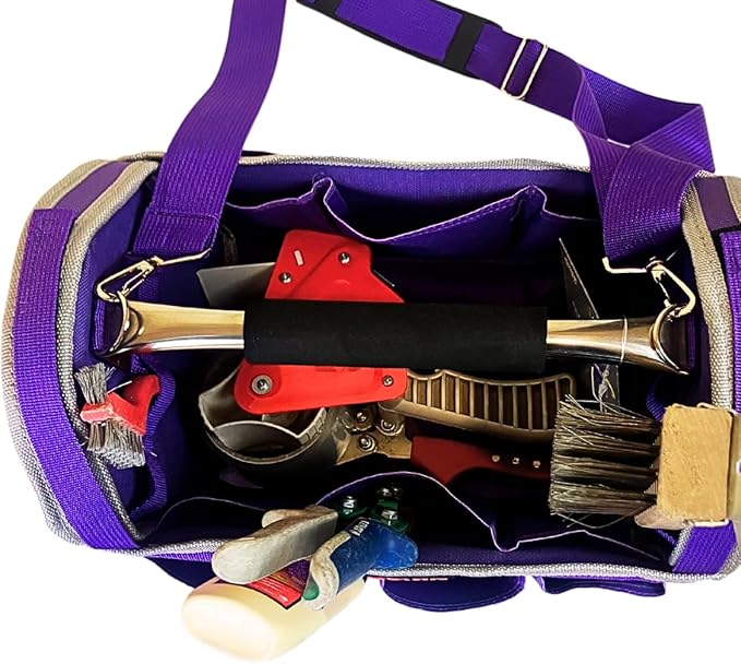 RAVEN 12.5" Purple Tool Carry-All | Premium Canvas with Multi-Pockets | Metal Handle & Rubber Feet | 12.5" x 9.5" x 8" | Best for Tools, Crafts & Supplies