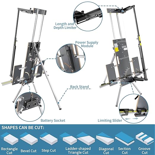 Foldable Foam Cutter Machine, 260W Air Cooled Hot Wire Cutting Tool with 10 Wires, Scaffolding Mount, Carring Bag, Ideal for PE, EPS, XPS, EVA, EPE, PU, KT Board Foam Insulation