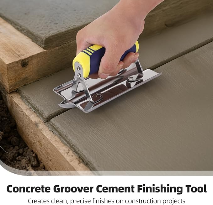 4 PCS Stainless Steel Concrete Tool Set, Includes Groover, Edger, Inside & Outside Corner Trowels, Anti-Rust Metal with Non-Slip Handle, Cement, Mortar, Plaster, Masonry Corner Finishing Work