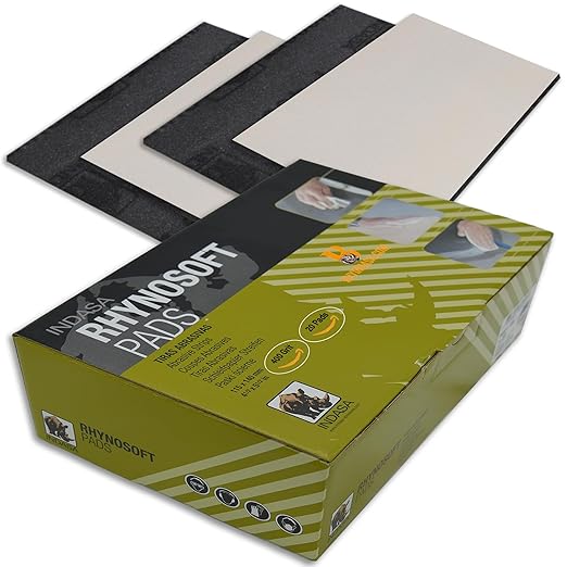 Indasa Rhynosoft Foam Sanding Pads - 4.5" x 5.5",Hook and Loop, 400 Grit, Plusline, Flexible, Tear-Resistant, Ideal for Automotive, Wood, & Finishing (Pack of 20 Pads)