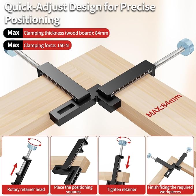 Preciva Corner Clamps for Woodworking, 90 Degree Positioning Squares with 4 C-Clamps, High-Strength Aluminum Alloy for Perfect Right Angle on Cabinets, Frames, Drawers (black-1)