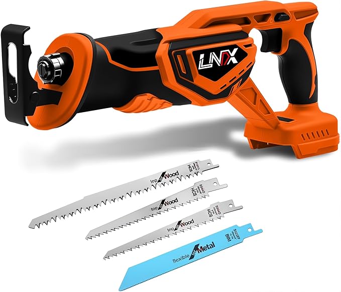 Cordless Reciprocating Saw for DEWALT 20V MAX Battery, Brushless Electric Recip Saw with 4 Blades, 0-2800 SPM Variable Speed, Tool-Free Blade Change, for Wood/PVC/Metal Cutting