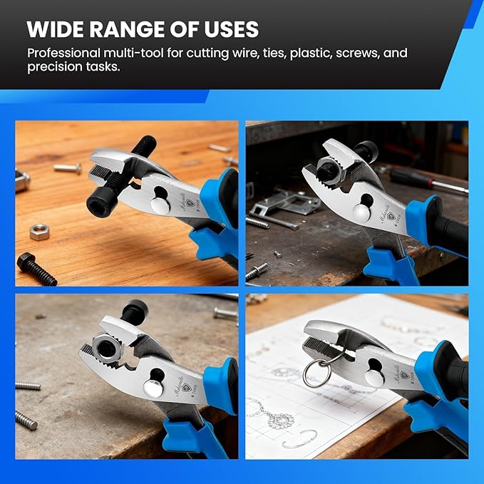 8" Adjustable Slip Joint Pliers, Heavy Duty Alloy Steel Plumbing Pliers with Serrated Jaws, Non-Slip TPR Handles, Groove Joint Pliers for Plumbing, Automotive, Home & DIY Repairs Hand Tools