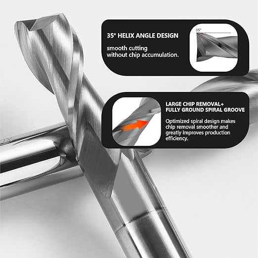 3PCS 3/32" Micrograin Carbide Square End Mill Set 2 Flute HRC 55 AlTiN Coating End Milling Bits for Milling Alloy Steels, Hardened Steel, CNC Router Bits