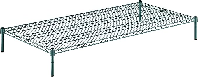 30" x 60" x 8" Green Epoxy Wire Storage Shelf, Dunnage Rack, Commercial 1 Tier Small Shelf