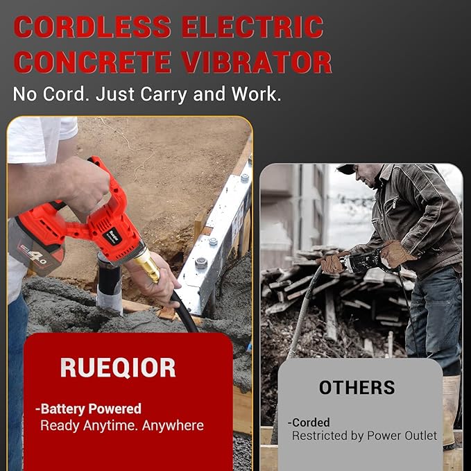 Handheld Concrete Vibrating Tool Compatible with Milwaukee 18V Battery, 600W Cordless Concrete vibrator with 3.8FT Shaft Rod 5,500VPM Portable Pencil Cement Vibrarator Remove Air Bubble(No Battery)