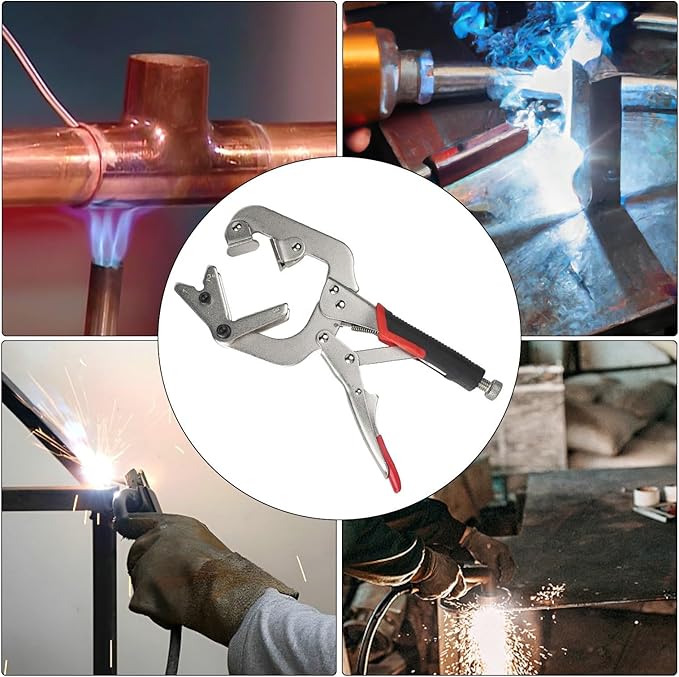 Adjustable Welding C-Clamp Locking Pliers 10 Inch Welding Clamp, Non-slip Handle, 270 Degree Rotating Head For Metal Pipe Square Tube Wood Column 1-3 Inch