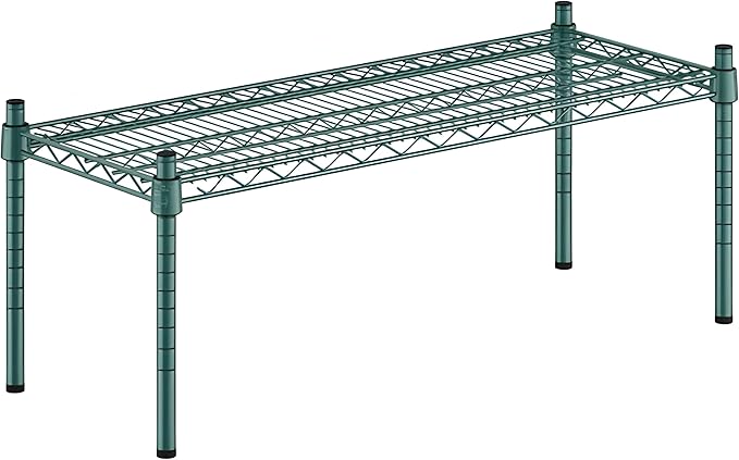 14" x 36" x 14" Green Epoxy Wire Storage Shelf, Dunnage Rack, Commercial 1 Tier Small Shelf