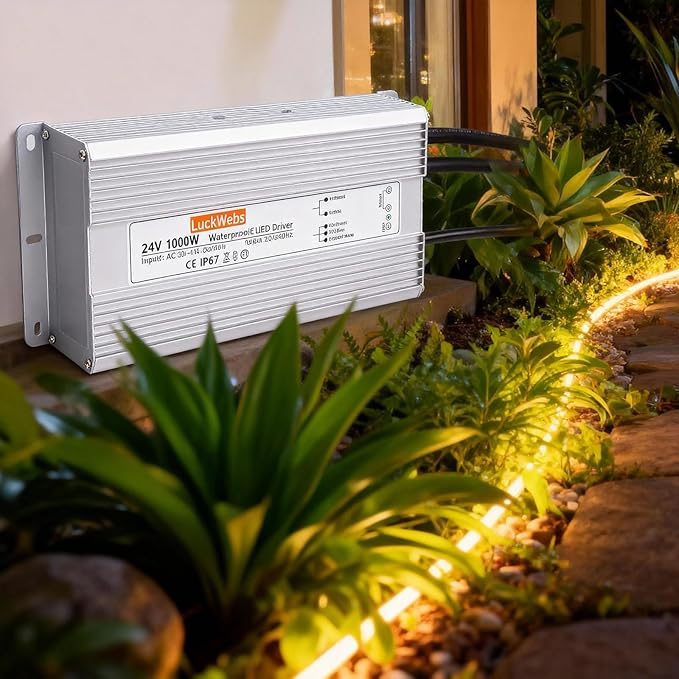 LED Driver 24V1000W Waterproof Power Supply AC90-130V to DC24V41.6A Switching Power Supply IP67 Converter Suitable for Outdoor LED Lighting and Any 24V DC Equipment