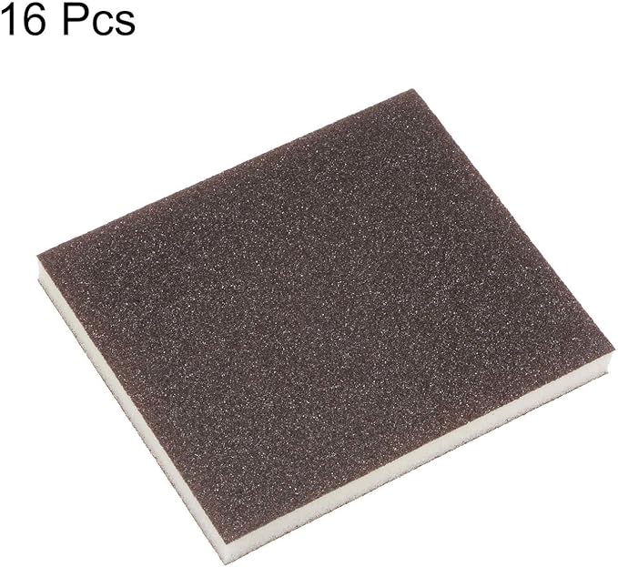 HARFINGTON 16pcs Medium Grit Sanding Sponge Blocks 180-240 Grit Foam Sanding Block Pad for Polishing Kitchen Metal Wood Drywall, 120x100x12mm, Brown
