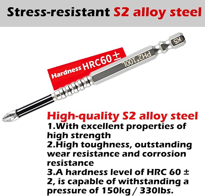 High Magnetic Screwdriver Drill Bit Set, 2025 Upgraded Anti Slip Magnetic Electric Screwdriver Set, S2 Alloy Steel Non Slip Strong Magnetic Screwdriver Bits for Impact Driver and Hand Drill (6 Pcs)