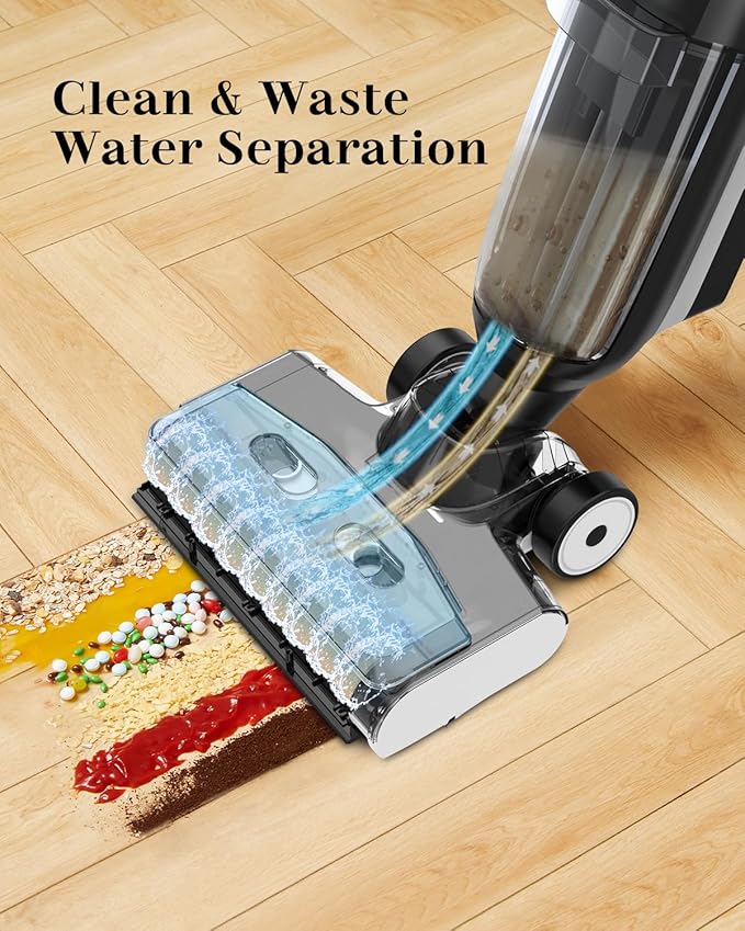 4-in-1 Steam Vacuum Mop Self-Cleaning Wet Dry Vacuum for Hardwood Floors Carpets 212째F High-Temperature Steam with LED Display