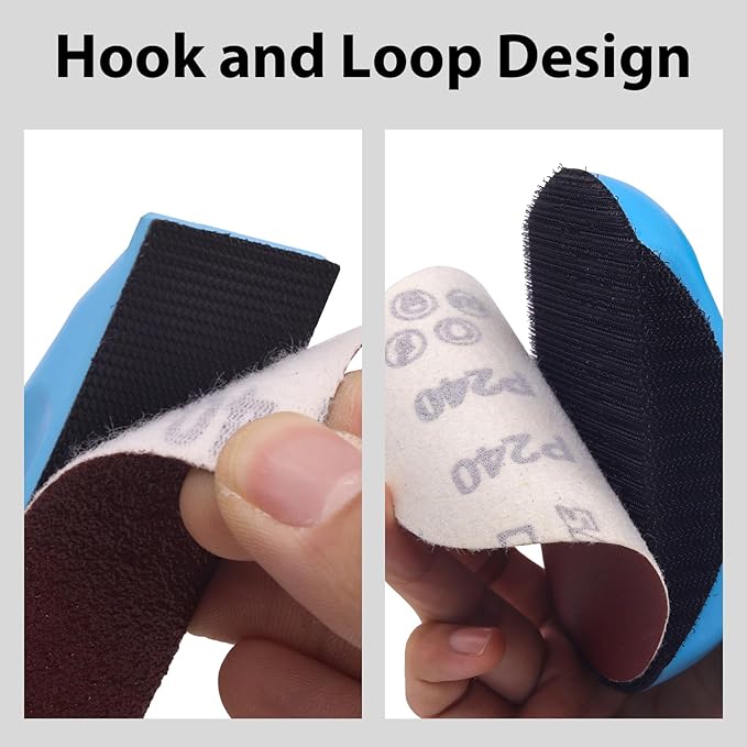 4PCS Hand Sanding Blocks Hook and Loop, 5 Inch Mouse Sanding Block and 5.3" Hand Sander Block for Woodworking Furniture Automotive Body Arts and Crafts