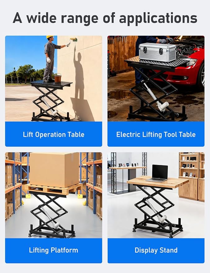 DIHOOL Electric Scissor Lift Table, 200Lbs, 10.43"-50.39" Height Adjustable Lifting Platform, Super Quiet with Remote & WiFi Control, Obstruction Detection, AC/DC Power for Home/Industrial Use