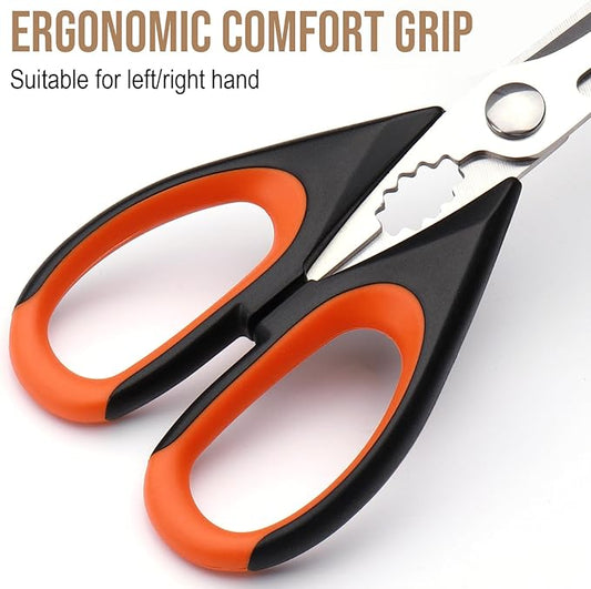 2-Pack Kitchen Scissors Heavy Duty, Stainless Steel All-Purpose Cooking Shears, Dishwasher Safe with Protective Sheath, Ideal for Meat/Poultry/Vegetables/Home Use