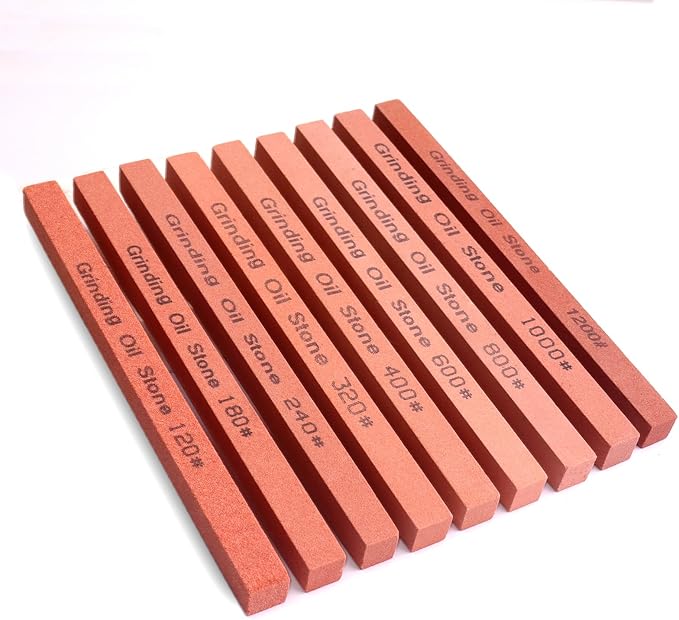 Sharpening Stone Set,9pcs Rectangular Sanding Sticks Knife Whetstone White Corundum Oil Stone for Knife,Most Bladed&Cutting Tool (5.9x0.39x0.39inch)