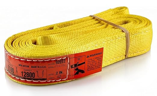 DD Sling (USA Made). 2" wide X (4' to 20' lengths) in Listing! 2 Ply Twisted Eye, Nylon Lifting Slings, Eye & Eye, Heavy Duty (900 webbing), 5.100 Choker, 12.800 Basket Load Capacity (2inX10ft)