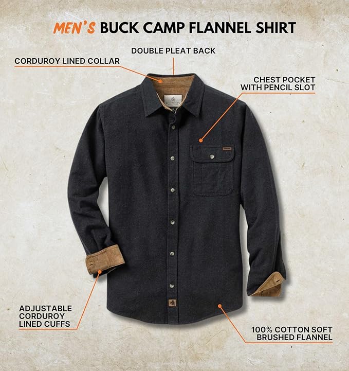 Legendary Whitetails Men's Flannel Shirt Long Sleeve Button Down 100% Cotton