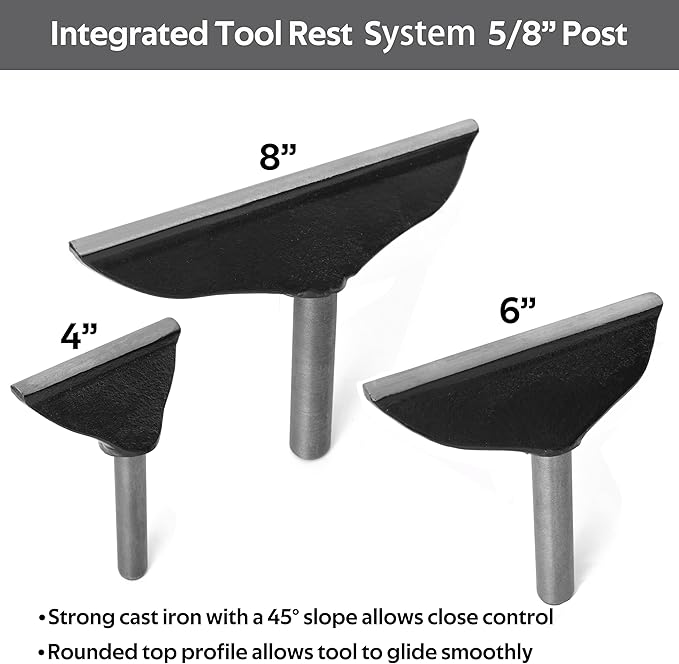 Integrated 4" Tool Rest with 5/8"(16mm) Post with Length 80mm for WoodTurning Lathes.