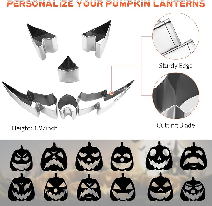 WANNTS Pumpkin Carving Kit Halloween, Safe and Easy Pumpkin Carving Set for Kids, DIY Stainless Steel Pumpkin Carving Tools for Halloween Decoration Jack-O-Lanterns, Gift for Halloween