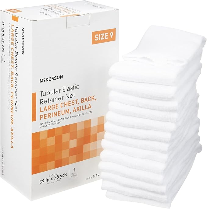 McKesson Tubular Elastic Retainer Net Dressing, Non-Sterile, Chest, Back, Perineum, Axilla, Size 9, 39 in x 25 yd, 1 Count, 1 Pack