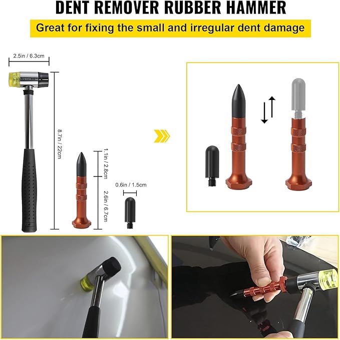 VEVOR Rods Dent Removal Kit, 20 Pcs Paintless Dent Repair Rods, Stainless Steel Dent Rods, Whale Tail Dent Repair Tools, Professional Hail Dent Removal Tool For Minor Dents, Door Dings And Hail Damage