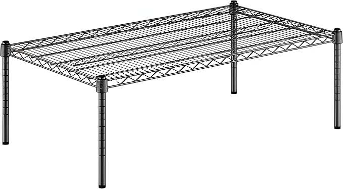 24" x 42" x 14" Black Epoxy Wire Storage Shelf, Dunnage Rack, Commercial 1 Tier Small Shelf