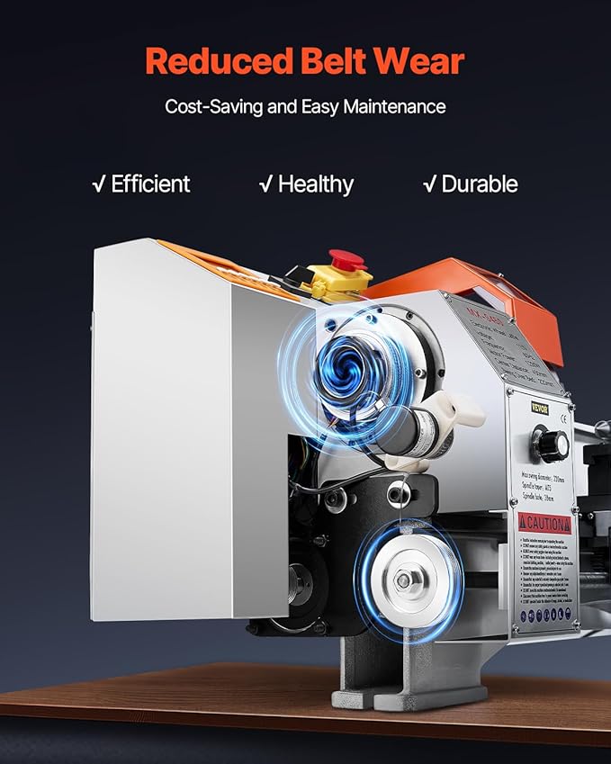 VEVOR Metal Lathe Machine, 8.7 x 18 in, Precision Bench Power Metal Lathe, Automatic Feed, 0-2500 RPM Variable Speed, 1250W Brushless Motor, for Processing Precision Parts Soft Metals Wood Plastics