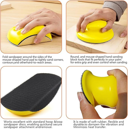 Sanding Blocks 5Pack Hook and Loop Sanding Block Round and Mouse Hand Sanding Block for Wood Furniture Restoration Home Arts and Crafts