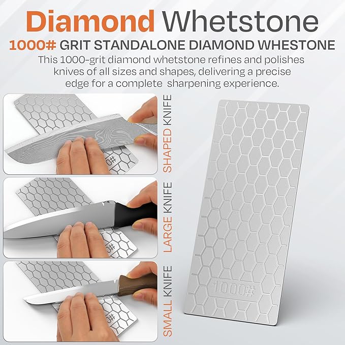 Rolling Knife Sharpener Kit with Diamond & Ceramic Sharpening System ??1000# Grit Whetstone, 15째 & 20째 Magnetic Angles, Non-Slip Base, Professional Sharpening Kit for Kitchen & All Blade Types