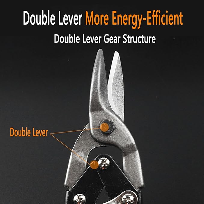 3-Piece Aviation Tin Snips Set, 10-Inch Sheet Metal Cutting Shears, Straight/Left/Right Cut Cr-V Steel Aviation Snips with Serrated Blades and Comfort Grip