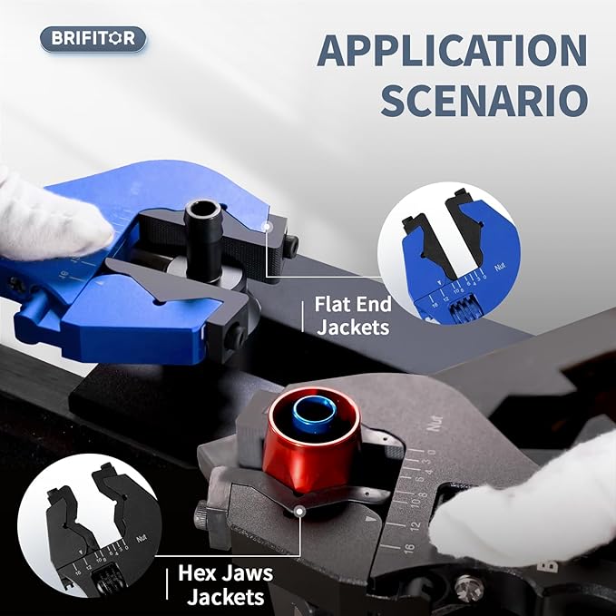 BRIFITOR Non Marring AN Fittings Wrench Adjustable Aluminum AN Wrench For 3AN-16AN Hose End Fittings With Replaceable Hex Type & Flat Type Jaw Protectors, Blue.