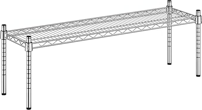 12" x 42" x 14" Chrome Wire Storage Shelf, Dunnage Rack, Commercial 1 Tier Small Shelf