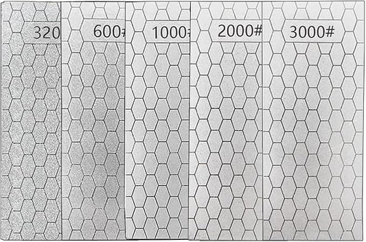 Diamond Sharpening Stone, 5 Pcs Knife Sharpening Stone for Kitchen Sharpening, Diamond Lapping Plate Coarse/Medium/Fine Grit Sharpener, 320/600/1000/2000/3000 Grit