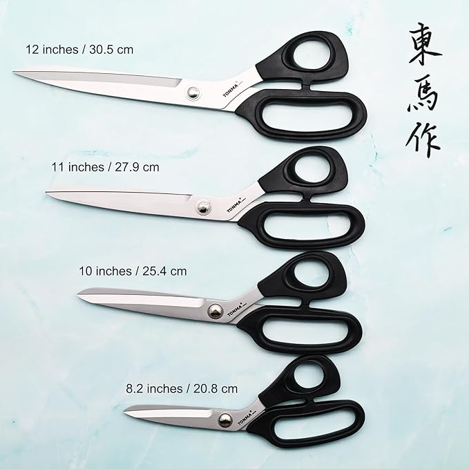 TONMA Dressmaker's Fabric Scissors [Made in Japan] 12-Inch Lightweight Sewing Scissors Japanese SG2 Stainless Steel Dressmaking Shears for Fabric Leather Upholstery Crafting, Right Handed