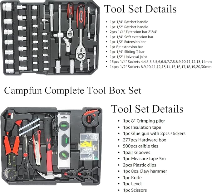 Aokleo 899PCS Tool Set, Household Tool Kit with Rolling Tool Box, Complete Tool Box Set Hand Tool Set with Tool Box, Mechanic Tool Set Rolling Tool Set for Auto Repair/Home Tool Set (White)
