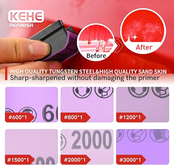 Automobile Spray Paint Point Repair Scraper with Removable Handle,Carbide Tungsten Repair Scraper Tool Paint File for Edge Banding, Denibbing, and Spot Repair