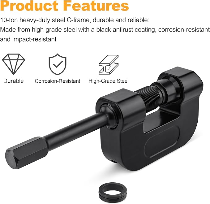 Brake Anchor Pin Press for Commercial Heavy Duty Semi Trucks, Works on Class 6 8 Transportation Equipment Kenworth, Peterbilt, Freightliner, Mack, Volvo - 16002