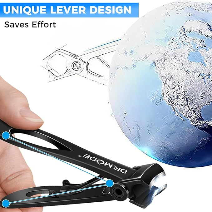 DRMODE Nail Clippers for Men Thick Nails, Heavy Duty Toenail Clippers for Seniors Thick Toenails with 16MM Wide Jaw, Sharp Stainless Steel Large Finger Nail Clippers Adult Cutter Trimmer with File