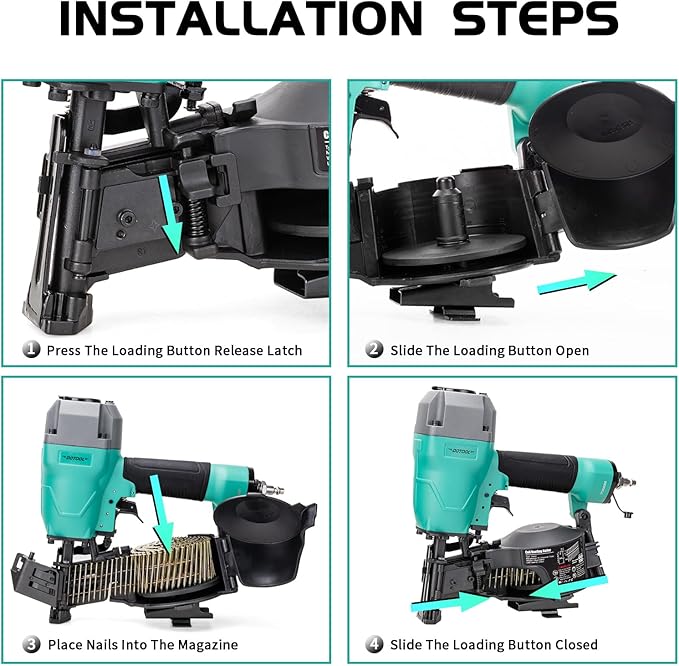 Roofing Nailer CN45C 15 Degree 3/4-Inch to 1-3/4-Inch Roofing Nail Gun Pneumatic Coil Nailer 120 pcs Load Capacity