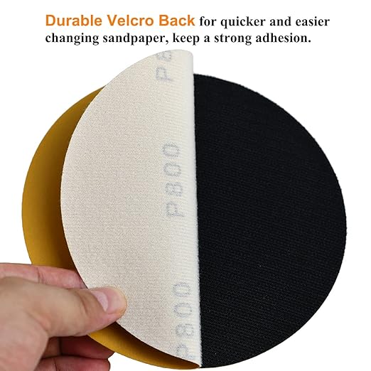 6-Inch No-Hole Hook and Loop Sanding Discs 800-Grit, Random Orbital Sandpaper for Automotive and Woodworking, 100-Pack