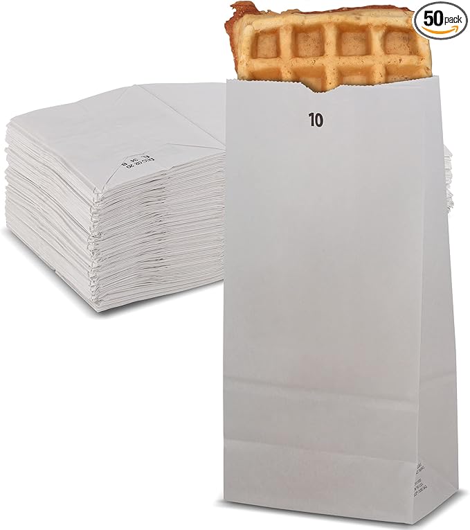 MT Products Kraft White Bread Bags 10 lb. - Disposable Paper Bags (Pack of 50) - Made in the USA