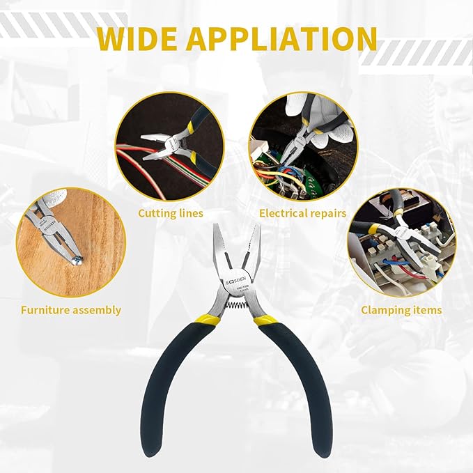 BOOSDEN Mini Lineman's Pliers, 5 Pack, 5 Inch High Leverage Cutting Pliers, Side Cutter for Electrician Work or Jewelry Making