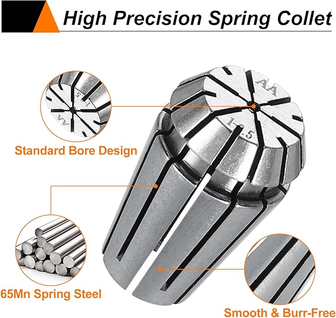HARFINGTON Spring Collet Chuck ER16 1mm 65Mn Spring Steel Precision Router Collets for CNC Engraving Milling Lathe Tool
