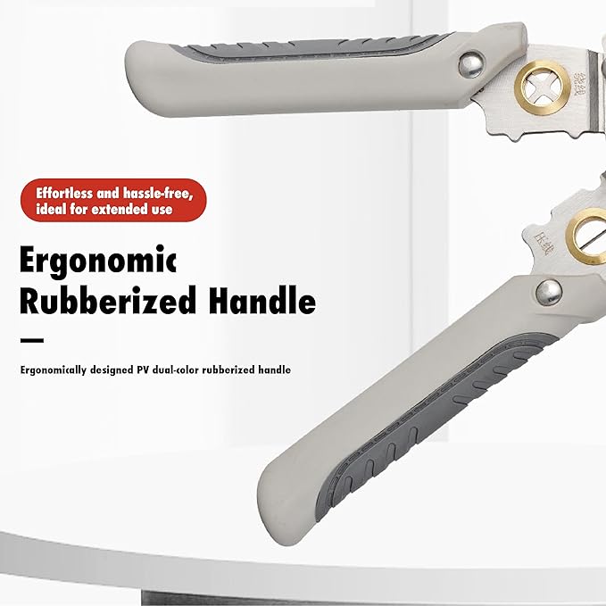 Electrician's Multi-Function Wire Stripper Tool, 6-in-1 Multi-Function Wire Stripper, Ergonomic Handle Design, Ideal for Home Renovation and Automotive Use (C-External spring)
